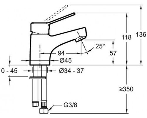 E24158RU-CP EO смеситель для раковины, без донного клапана E24158RU-CP