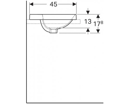 500.720.01.2 Geberit VariForm Раковина встраиваемая в столешницу овальной формы, 55х45 см, с отв. под смеситель, с отв. перелива 500.720.01.2
