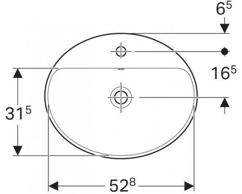 500.720.01.2 Geberit VariForm Раковина встраиваемая в столешницу овальной формы, 55х45 см, с отв. под смеситель, с отв. перелива 500.720.01.2