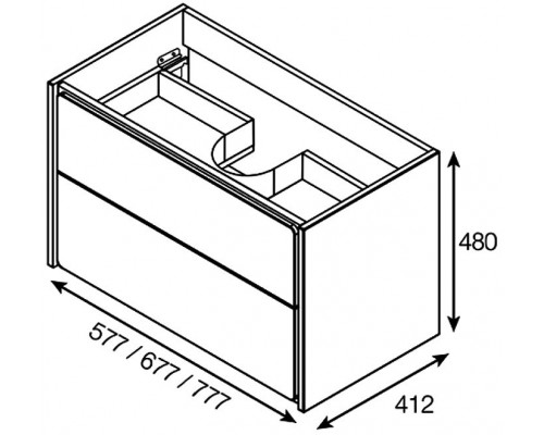 ZRU9303003 Ronda Модуль для раковины 700, бетон/белый матовый (рак. 327471000) ZRU9303003