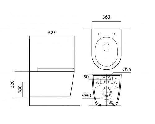 Set AQUATEK ВЕГА (рама AQUATEK Standard INS-0000012 с звукоиз.прокладкой+крепеж KKI-0000002+кнопкаKDI-0000012+унитаз ВЕГА AQ1905-00 с крышкой-сиденьем Set AQUATEK ВЕГА-012 4в1