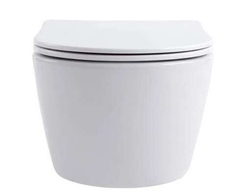 AQ1106-00 ЕВРОПА Унитаз подвесной безободковый 490360250мм, тонкое сиденье с механизмом плавного закрывания, крепеж AQ1106-00