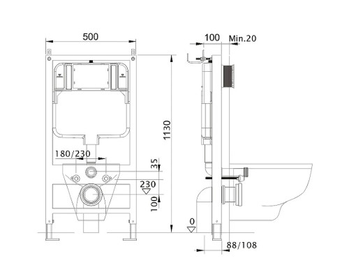 Комплект инсталляции с унитазом AQUATEK ЕВРОПА cm (рама INS-0000012, унитаз AQ1900-00 soft-close) ЕВРОПА cm