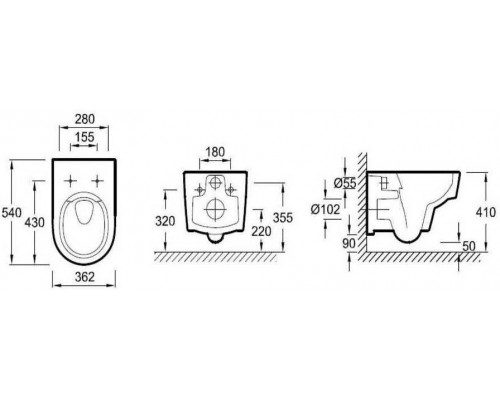 EDR103-CP Унитаз c инсталляцией RG, сиденье тонкое микролифт, панель для двойного смыва, хром (E36495-NF+E36496-CP+EDR102-00+E24889-00) EDR103-CP