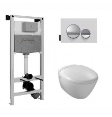 E21743RU-00 Унитаз c инсталляцией Elite, сиденье тонкое микролифт, панель для двойного смыва, глянцевый белый (E36495-NF+E36496-00+EDX114RU) E21743RU-00