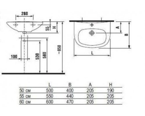 ZETA 1039.1.000.104.1 раковина 55х44 см 1039.1.000.104.1
