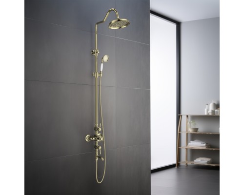 AQ2543PG КЛАССИК термостатическая душевая система с изливом 220мм, полир. золото AQ2543PG
