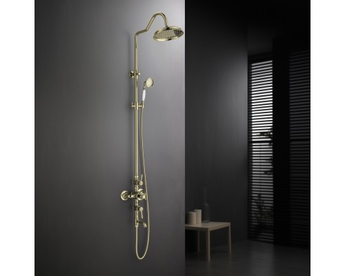 AQ2543PG КЛАССИК термостатическая душевая система с изливом 220мм, полир. золото AQ2543PG