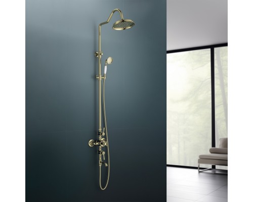 AQ2543PG КЛАССИК термостатическая душевая система с изливом 220мм, полир. золото AQ2543PG
