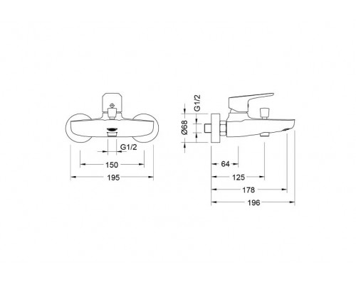 AQ1140BGM БЕТТА смеситель для ванны, оружейная сталь (шлиф. черный хром) AQ1140BGM