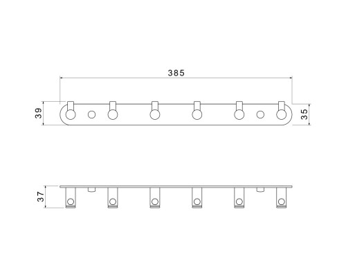 AQ4124BG ЕВРОПА планка с 6 крючками, шлиф. золото AQ4124BG