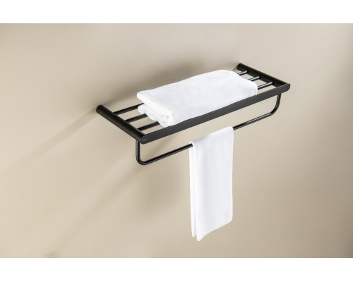 AQ4415MB ЛИРА полка для полотенец, матовый черный AQ4415MB
