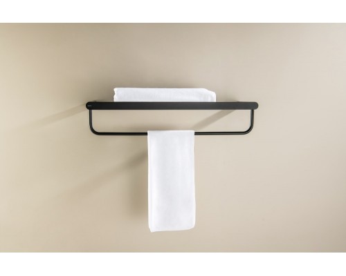 AQ4415MB ЛИРА полка для полотенец, матовый черный AQ4415MB