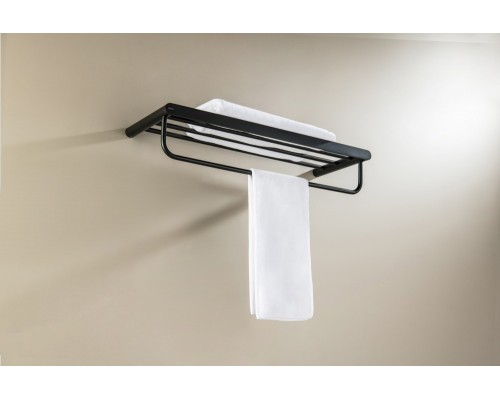 AQ4415MB ЛИРА полка для полотенец, матовый черный AQ4415MB