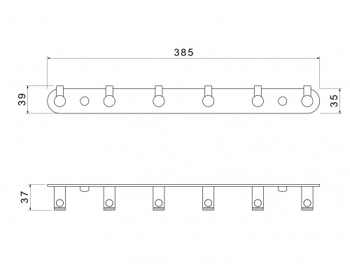AQ4124BGM ЕВРОПА планка с 6 крючками, оружейная сталь (шлиф. черный хром) AQ4124BGM