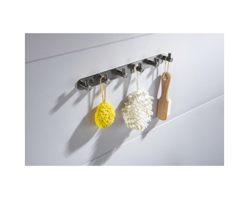 AQ4124BGM ЕВРОПА планка с 6 крючками, оружейная сталь (шлиф. черный хром) AQ4124BGM