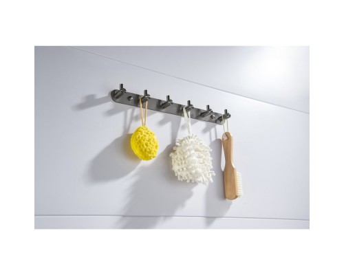 AQ4124BGM ЕВРОПА планка с 6 крючками, оружейная сталь (шлиф. черный хром) AQ4124BGM