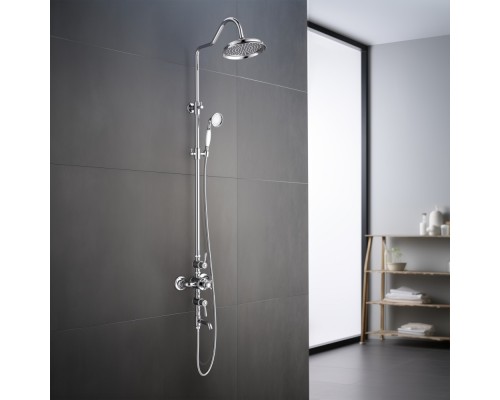 AQ2543CR КЛАССИК термостатическая душевая система с изливом 220мм AQ2543CR