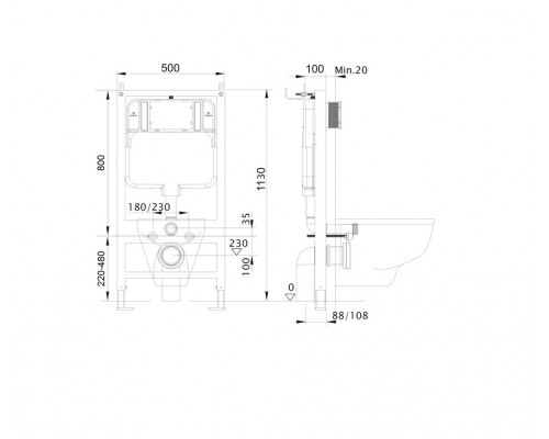 INSE-0000001.36 Aquatek Sensor SET Standart 50 Монтаж рама для подв унитаза1130500100 + звукоизоляционная прокладка + панель смыва KDIS-0000036 INSE-0000001.36