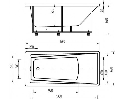 Либра-150 пустая с фр.экр.(слив справа) LIB150-0000040