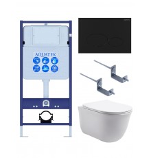 SET AQUATEK КЛАССИК-074 4в1 (рама AQUATEK Standard INS-0000012 +крепеж KKI-0000002+кнопкаKDI-0000074+унитаз КЛАССИК AQ1111-00 с крышкой) SET AQUATEK КЛАССИК-074 4в1