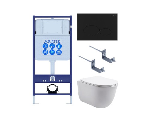 SET AQUATEK КЛАССИК-074 4в1 (рама AQUATEK Standard INS-0000012 +крепеж KKI-0000002+кнопкаKDI-0000074+унитаз КЛАССИК AQ1111-00 с крышкой) SET AQUATEK КЛАССИК-074 4в1