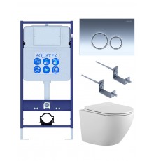 SET AQUATEK ЕВРОПА-018 4в1 (рама AQUATEK Standard INS-0000012 с клавишей KDI-0000018 и крепежом KKI-0000002+унитаз AQ1901-00 с тонким сиденьем sc) SET AQUATEK ЕВРОПА-018 4в1