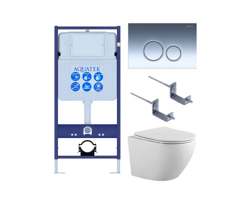 SET AQUATEK ЕВРОПА-018 4в1 (рама AQUATEK Standard INS-0000012 с клавишей KDI-0000018 и крепежом KKI-0000002+унитаз AQ1901-00 с тонким сиденьем sc) SET AQUATEK ЕВРОПА-018 4в1