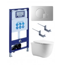 SET AQUATEK КЛАССИК cm-068 4в1 (рама AQUATEK INS-0000025 +крепление KKI-0000002 +кнопка KDI-0000068 +унитаз AQ1112-00 +тонкое сиденье с механиз) SET AQUATEK КЛАССИК cm-068 4в1