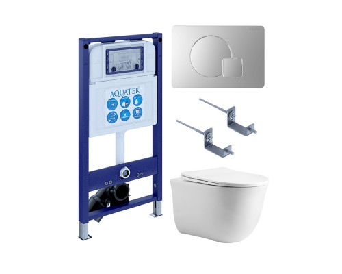 SET AQUATEK КЛАССИК cm-068 4в1 (рама AQUATEK INS-0000025 +крепление KKI-0000002 +кнопка KDI-0000068 +унитаз AQ1112-00 +тонкое сиденье с механиз) SET AQUATEK КЛАССИК cm-068 4в1