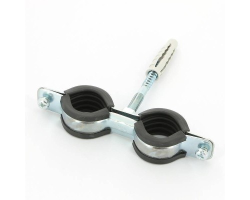 Хомут для труб Walraven 3/4" (25-29) двойной с резиновым уплотнителем, шпилька+дюбель Cobra, BIS Хомут для труб Walraven 3/4" (25-29) двойной с резиновым уплотнителем, шпилька+дюбель Cobra, BIS