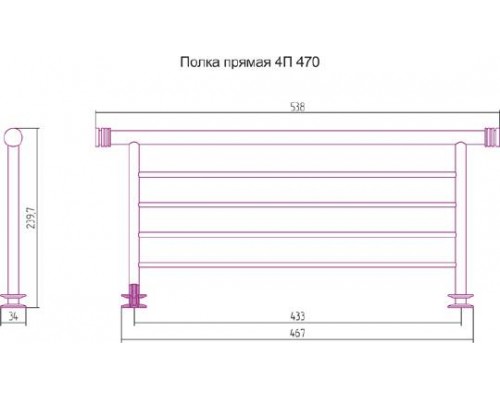 Сунержа Полка прямая 4 перекладены 53,8x23,97x3,4h см, цвет: без покрытия 00-2012-4470