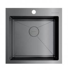 Omoikiri Akisame 51-GM Кухонная мойка нерж. сталь 51x51 см, цвет: вороненая сталь 4973440