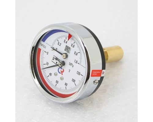 Термоманометр Росма ТМТБ- 31Т.1 80/10 (1/2", 10 бар, 120'С, 2,5) аксиальный