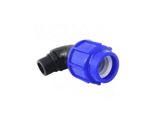 Отвод ПЭ компресс Дн25х1/2"х90гр НР ТПК-АКВА 50012512