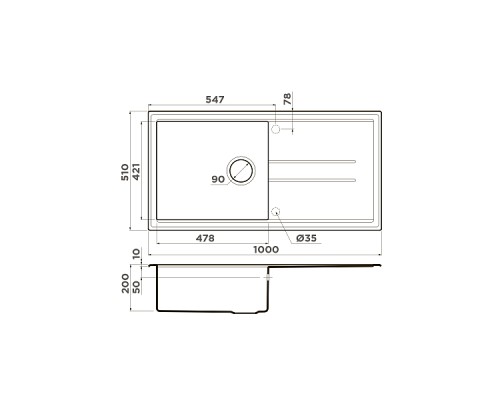 Omoikiri Tedori 100-DC Кухонная мойка Tetogranit 100x51 см, цвет: темный шоколад 4993920
