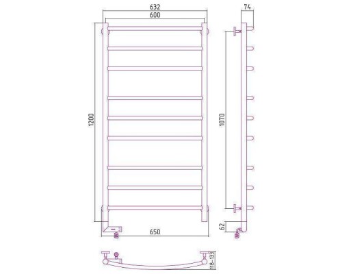 Сунержа Галант 2.0 Полотенцесушитель электрический 60x120h, лев., цвет: мат. черный 31-5200-1260