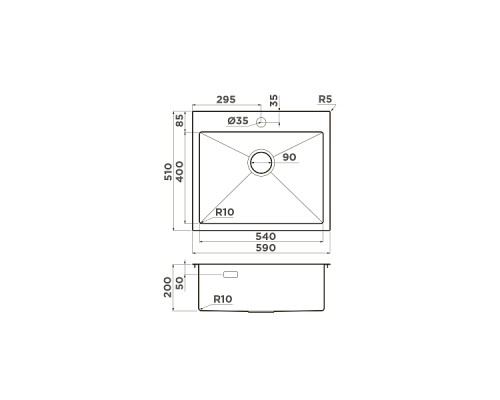 Omoikiri Akisame 59-IN Кухонная мойка нерж. сталь 59x51 см, цвет: нержавеющая сталь 4973055