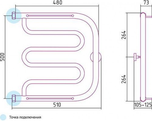Сунержа Лира Полотенцесушитель водяной 50x50h, цвет: без покрытия 00-0012-5050