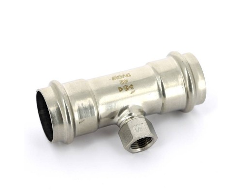 Тройник В-пресс IBP 42 x 1/2" x 42 нерж.сталь Тройник В-пресс IBP 42 x 1/2" x 42 нерж.сталь