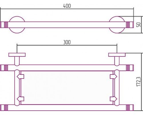 Сунержа Каньон Полка стеклянная 40x17,23x5h см, цвет: без покрытия 00-3003-0400