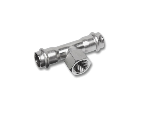 Тройник Sanha NiroPress 316L ВПр-ВР-ВПр, 28x1/2x28, 9130G.3