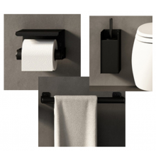 Набор аксессуаров, Agape, Mach, бумагодержатель настенный полотенцедержатель ершик настенный, цвет-черный