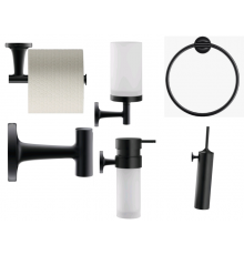 Набор аксессуаров, Duravit, Starck T, бумагодержатель полотенцедержатель стакан ершик крючок дозатор для мыла, цвет-черный матовый