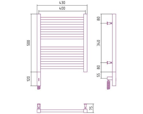 Сунержа Модус 3.0 Полотенцесушитель электрический 40x50h, лев., цвет: мат. белый 30-5700-5040