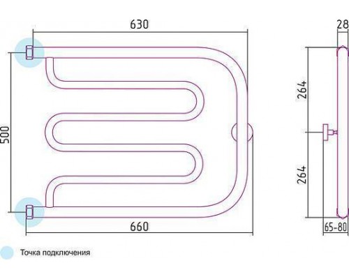 Сунержа Лира Полотенцесушитель водяной 65x50h, цвет: без покрытия 00-0011-5065