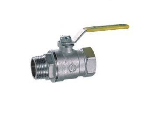 Кран шаровой, R254DL, 1, ВН, ручка-рычаг жёлтый, хромированный Кран шаровой, R254DL, 1, ВН, ручка-рычаг жёлтый, хромированный
