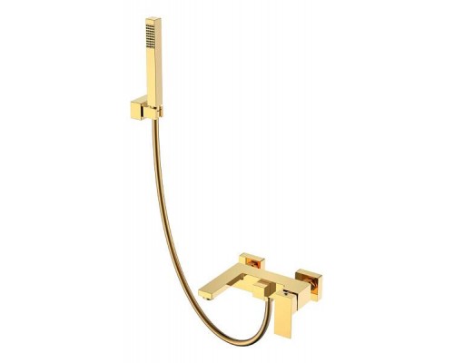 Boheme Qubic Смеситель для ванны с душем на стену, 2 отв., цвет: gold 473-G Boheme Qubic Смеситель для ванны с душем на стену, 2 отв., цвет: gold 473-G