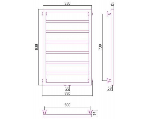 Сунержа Канцлер Полотенцесушитель водяной 50x80h, цвет: матовый черный 31-0254-8050