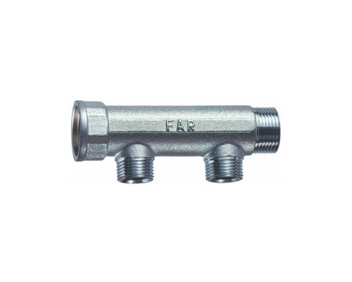 Коллектор FAR 1" (ВР-НР) с 2 отв. 1/2" ВР (межосев. 50 мм)